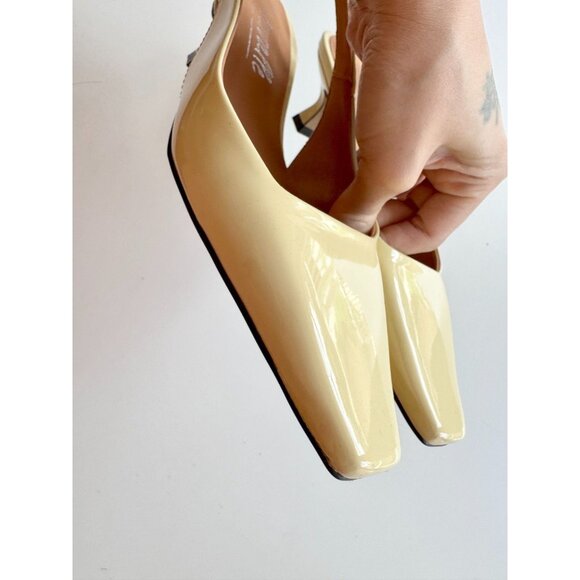 L'INTERVALLE Kowloon Light Yellow Patent Square Toe Slingback Heels, Size 36 - Picture 5 of 15